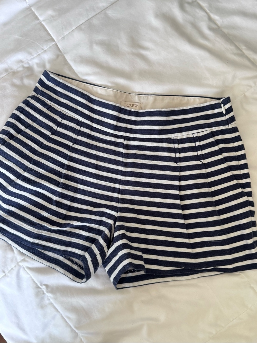 J.Crew Navy White Striped Linen Blend Shorts Size 00